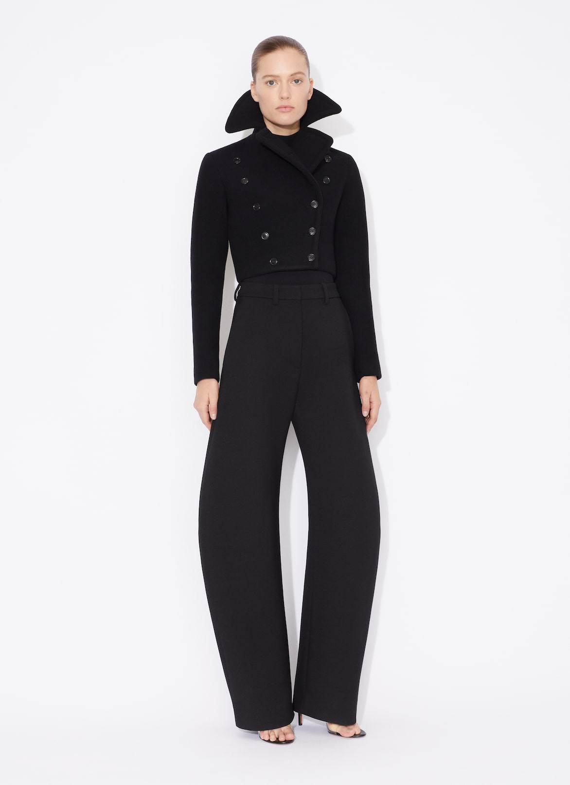 ROUND JEANS IN WOOL GABARDINE ALAÏA BLACK ROUND JEANS IN WOOL GABARDINE